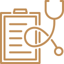 סטטוסקופ המוצב על לוח, משמש כדף בית לאנשי רפואה.